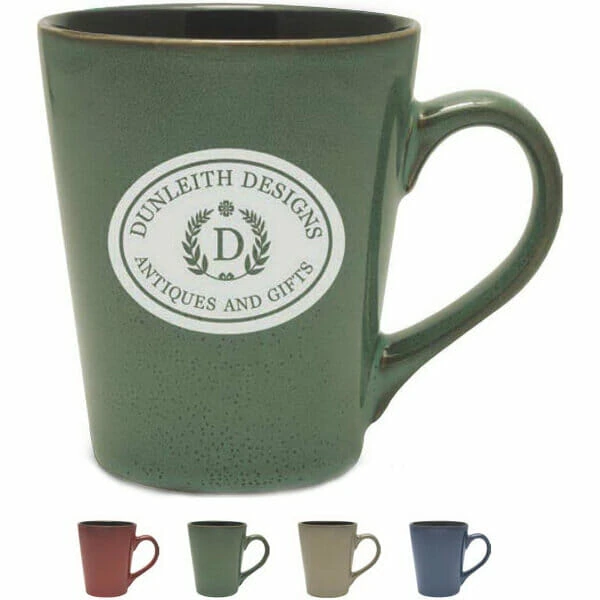 dark green mug with multiple color options under the mug