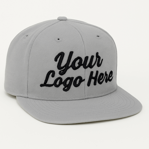 Light grey flat bill embroidered hat