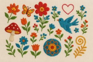 colorful clean embroidery on fabric