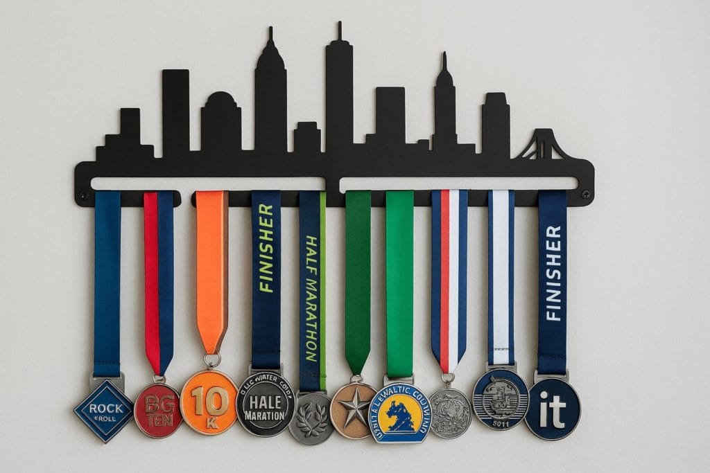 unique black metal racing medal display