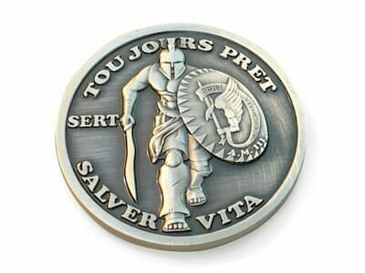 antique silver 3D gladiator coin