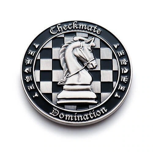 silver chess coin with horse theme