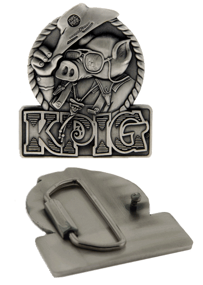 custom belt buckles: pig design