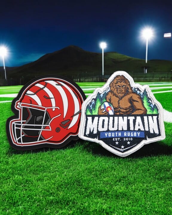 football batches in the middle of a football field