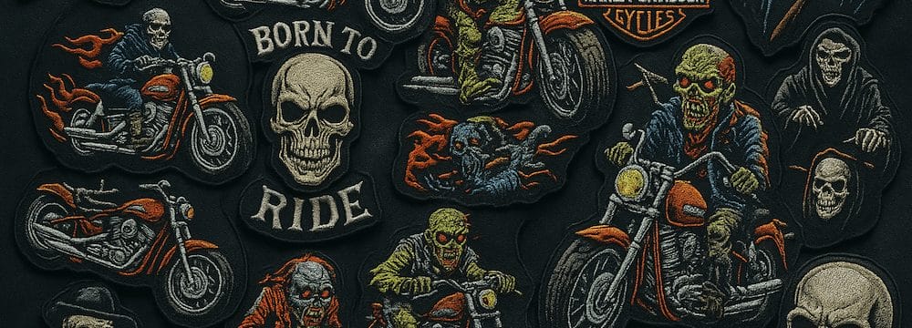 skulls and zombie custom biker patches