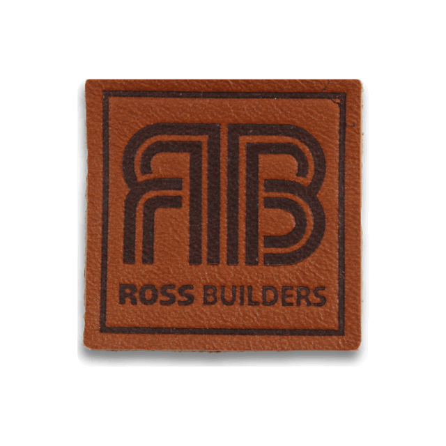 roos builders custom debossed leather tag