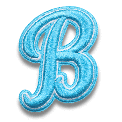 light Blue B embroidered 3D patch