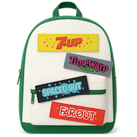 backpack with custom patches on it