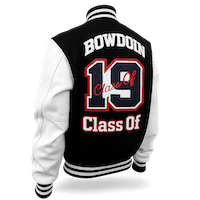 chenille patch on the backside of letterman jacket